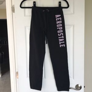 Aeropostale size XS black with purple logo sweatpants